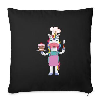 Funny cake baking cookin unicorn gift - Sofa pillowcase 17,3'' x 17,3'' (45 x 45 cm) - black - Front