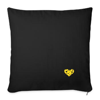 Coeur de fromage - Coeur de fromage - Logo de poitrine - Housse de coussin décorative 45 x 45 cm - noir - Devant