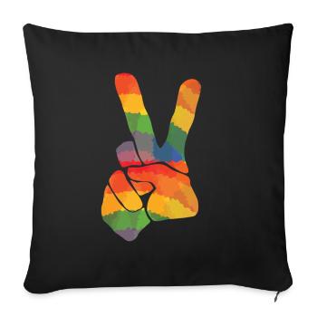 Colored peace sign - Sofa pillowcase 17,3'' x 17,3'' (45 x 45 cm) - black - Front