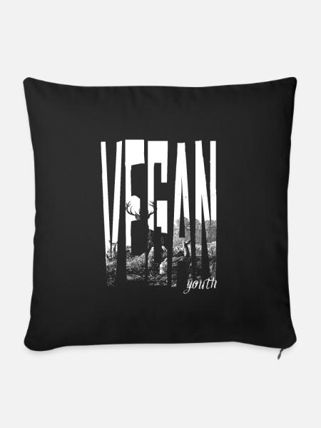 Vegan Youth Rehe - Sofakissenbezug 45 x 45 cm - Schwarz
