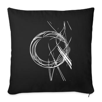 Kreislinien Chaos – Abstrakte Skizze - Sofakissenbezug 45 x 45 cm - Schwarz - Vorne