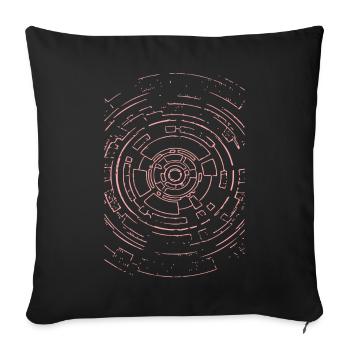 Zirkel der Zukunft – Pinkes Tech Muster - Sofakissenbezug 45 x 45 cm - Schwarz - Vorne