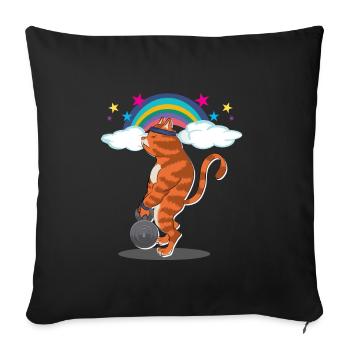 Bodybuilder gain de forme physique de chat de gymnase de chat - Housse de coussin décorative 45 x 45 cm - noir - Devant