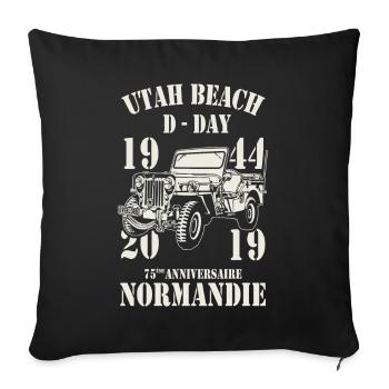 Utah Beach D-Day 1944 - 2019 - Housse de coussin décorative 45 x 45 cm - noir - Devant