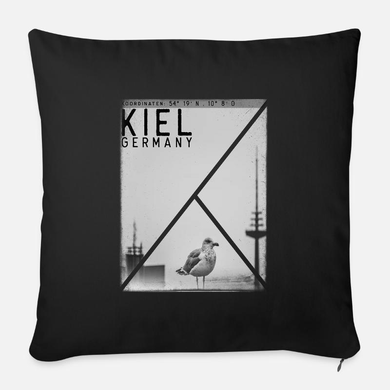 KIEL Koordinaten - Sofakissenbezug 45 x 45 cm - Schwarz