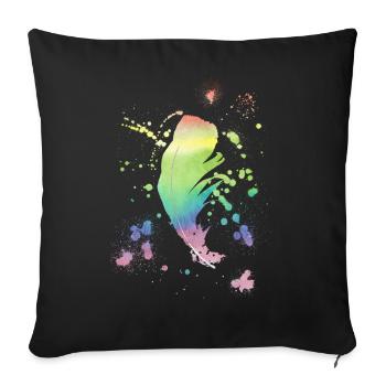 Feather Rainbow vintage shabby cool gift - Sofa pillowcase 17,3'' x 17,3'' (45 x 45 cm) - black - Front