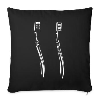 Duale Zahnbürsten Silhouette - Sofakissenbezug 45 x 45 cm - Schwarz - Vorne