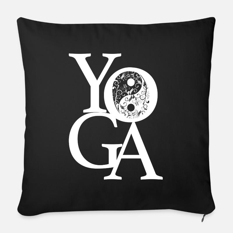 Yoga Yin Yang Schriftzug - Sofakissenbezug 45 x 45 cm - Schwarz