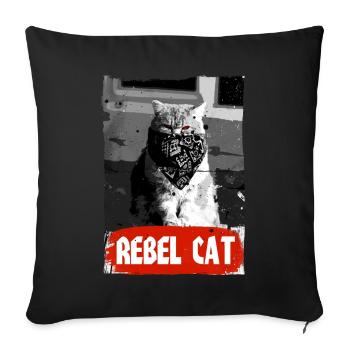 Rebel Cat - Grumpy Cat - Katze - Sofakissenbezug 45 x 45 cm - Schwarz - Vorne