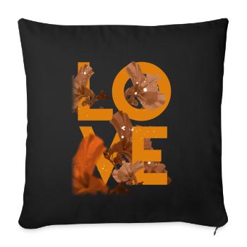 Amour - Amour - Fleurs - Fleurs - Je t'aime - Housse de coussin décorative 45 x 45 cm - noir - Devant