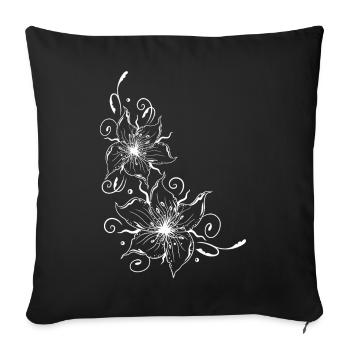 Large lilies with floral element. Summer time. - Sofa pillowcase 17,3'' x 17,3'' (45 x 45 cm) - black - Front