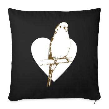 Pinson doux sur cœur - Housse de coussin décorative 45 x 45 cm - noir - Devant
