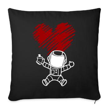 Little astronaut with heart graffiti - Sofa pillowcase 17,3'' x 17,3'' (45 x 45 cm) - black - Front