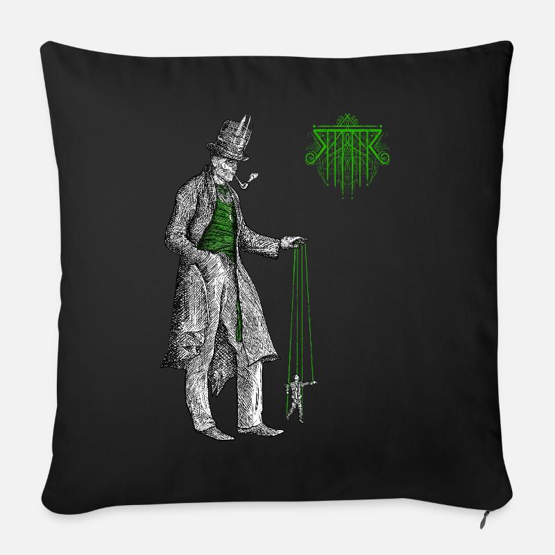 Der Puppenspieler - Sofakissenbezug 45 x 45 cm - Schwarz