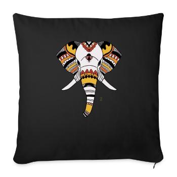 Ethnic elephant color Africa - Sofa pillowcase 17,3'' x 17,3'' (45 x 45 cm) - black - Front
