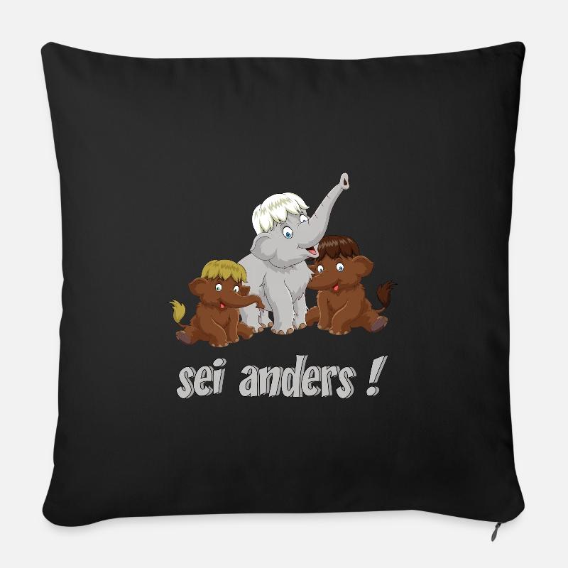 Mammut Elefant Geschwister Spruch be different - Sofakissenbezug 45 x 45 cm - Schwarz
