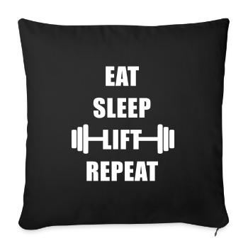 Kraftsport EAT SLEEP LIFT REPEAT Fitness Saying - Sofa pillowcase 17,3'' x 17,3'' (45 x 45 cm) - black - Front