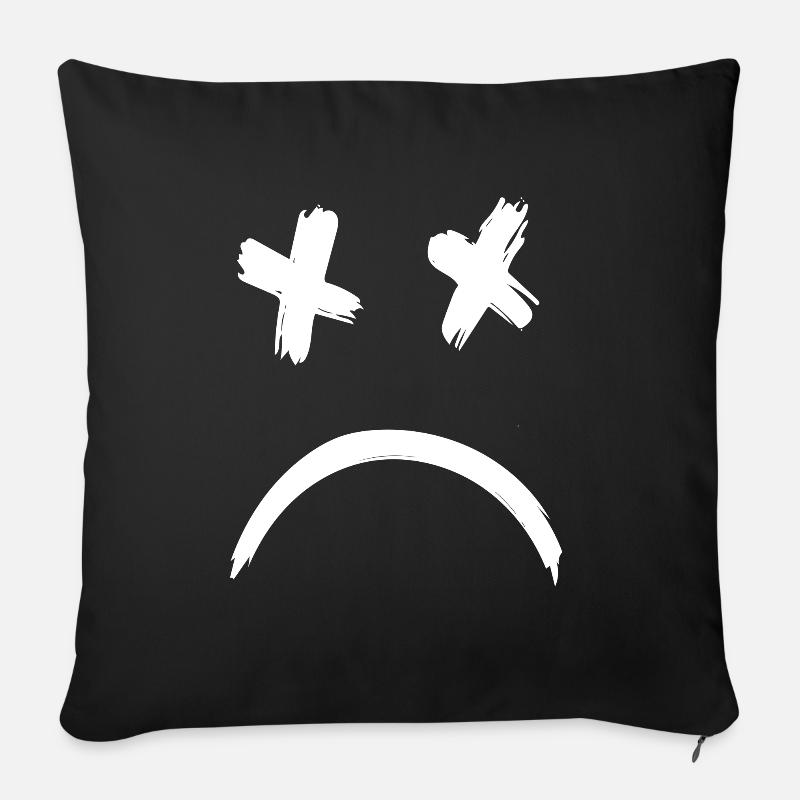 Sad Dead Smile Face - Sofakissenbezug 45 x 45 cm - Schwarz