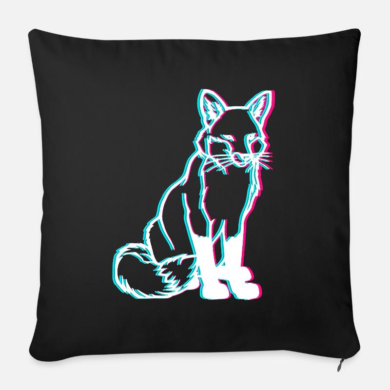 Fuchs 3D Wald Tiere - Sofakissenbezug 45 x 45 cm - Schwarz