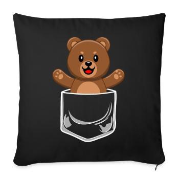 Bear Breast Pocket Brown Bear Teddy Bear - Sofa pillowcase 17,3'' x 17,3'' (45 x 45 cm) - black - Front