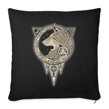 Cheval Celtique Doré sur Fond Noir - Housse de coussin décorative 45 x 45 cm - noir - Devant