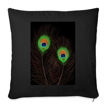 Peacock Feathers on Black - Sofa pillowcase 17,3'' x 17,3'' (45 x 45 cm) - black - Front