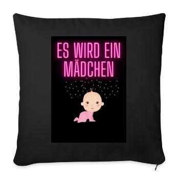 Es wird ein Mädchen - Sofakissenbezug 45 x 45 cm - Schwarz - Vorne