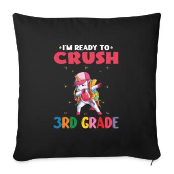 Je suis prêt à écraser la 3ème année - Retour à l’école - Drôle - Housse de coussin décorative 45 x 45 cm - noir - Devant