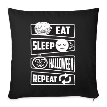 Manger, dormir, Halloween, répéter - Housse de coussin décorative 45 x 45 cm - noir - Devant