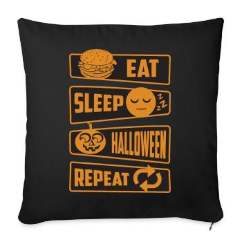 Manger, dormir, Halloween, répéter - Housse de coussin décorative 45 x 45 cm - noir - Devant