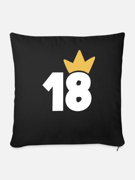 18 Krone Nummer 18 - Sofakissenbezug 45 x 45 cm - Schwarz
