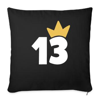 13 Crown number 13 - Sofa pillowcase 17,3'' x 17,3'' (45 x 45 cm) - black - Front