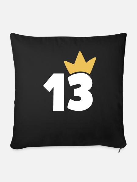 13 Krone Nummer 13 - Sofakissenbezug 45 x 45 cm - Schwarz