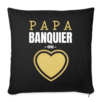 Papa Banquier au Cœur d'Or - Housse de coussin décorative 45 x 45 cm - noir - Devant