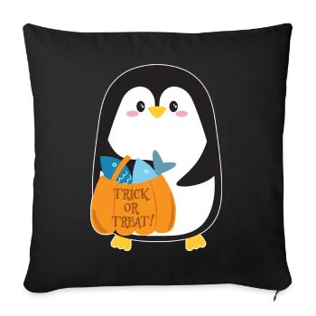 Penguin with halloween pumpkin - Sofa pillowcase 17,3'' x 17,3'' (45 x 45 cm) - black - Front