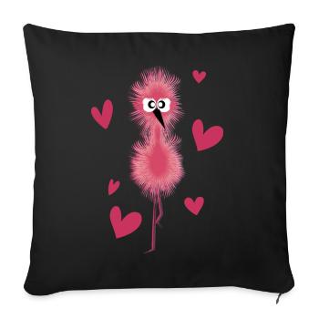 Baby Flamingo - Baby Flamingo Niedlich - Sofakissenbezug 45 x 45 cm - Schwarz - Vorne