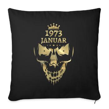Januar 1973 Totenkopf Gold - Sofakissenbezug 45 x 45 cm - Schwarz - Vorne