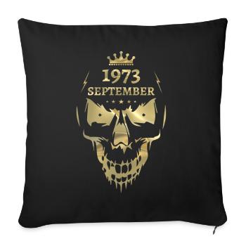 September 1973 Totenkopf Gold - Sofakissenbezug 45 x 45 cm - Schwarz - Vorne