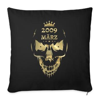 Januar 2009 Totenkopf Gold - Sofakissenbezug 45 x 45 cm - Schwarz - Vorne