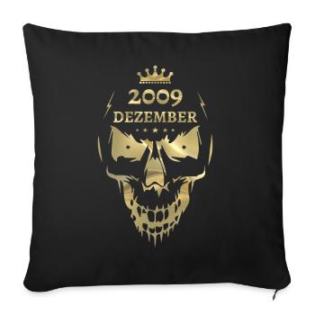 Dezember 2009 Totenkopf Gold - Sofakissenbezug 45 x 45 cm - Schwarz - Vorne