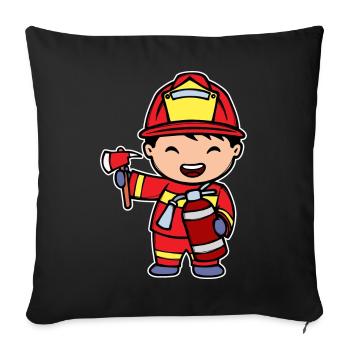 Volunteer fire brigade fire extinguisher firefighter helmet - Sofa pillowcase 17,3'' x 17,3'' (45 x 45 cm) - black - Front