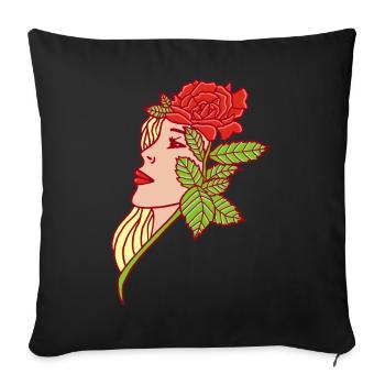 The Lady and the Rose - Sofa pillowcase 17,3'' x 17,3'' (45 x 45 cm) - black - Front