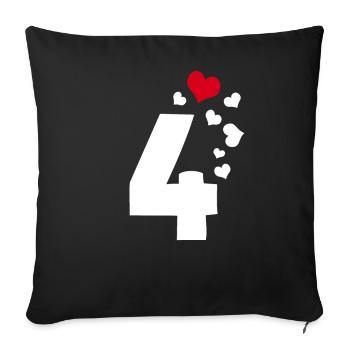 4 hearts - Sofa pillowcase 17,3'' x 17,3'' (45 x 45 cm) - black - Front