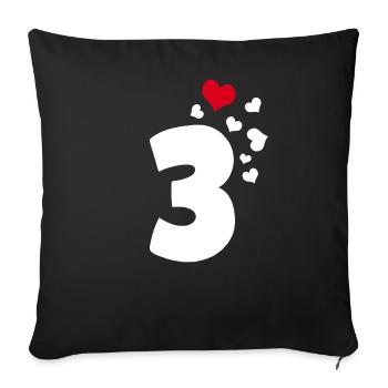 3 cœurs 3ème anniversaire - Housse de coussin décorative 45 x 45 cm - noir - Devant