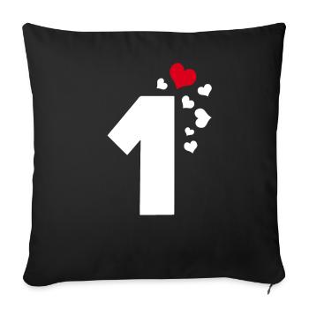 1 Heart Number One 1st Anniversary - Sofa pillowcase 17,3'' x 17,3'' (45 x 45 cm) - black - Front