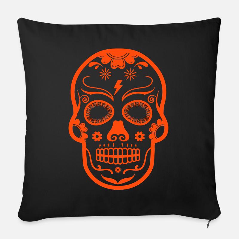Mexikanischer Totenkopf - Sofakissenbezug 45 x 45 cm - Schwarz