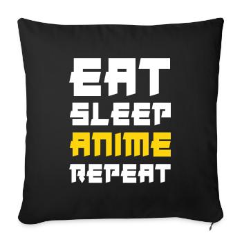 Manger Sommeil Anime Répéter - Housse de coussin décorative 45 x 45 cm - noir - Devant