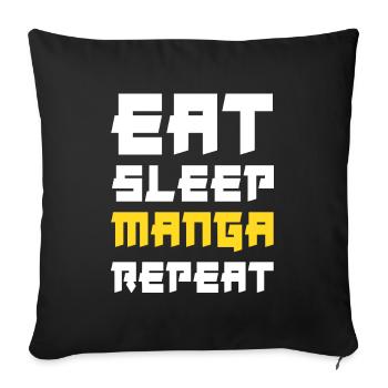 Manger du sommeil Manga Répéter - Housse de coussin décorative 45 x 45 cm - noir - Devant