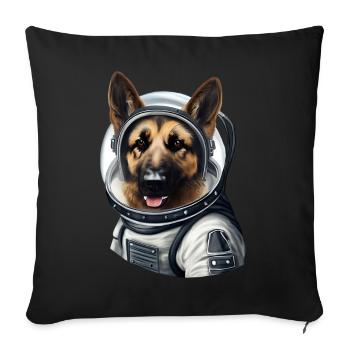 German Shepherd Astronaut - Sofa pillowcase 17,3'' x 17,3'' (45 x 45 cm) - black - Front