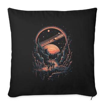 Surrealist walking group in the universe planets - Sofa pillowcase 17,3'' x 17,3'' (45 x 45 cm) - black - Front